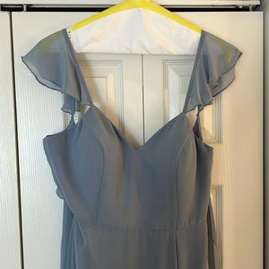 Azazie dusty blue bridesmaids dress